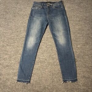 Lucky Brand Skinny Jeans Womens 4/27 Medium Wash Raw Frayed Hem Denim Pants